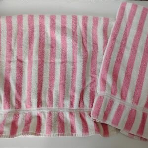 Dundee Vintage Cotton Bath Towels Pink White Stripe Classic Excellent Condition